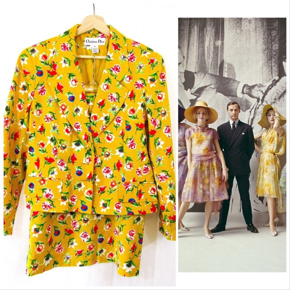Dior Dresses & Skirts - True Vintage 80's Christian Dior Floral Skirt Suit